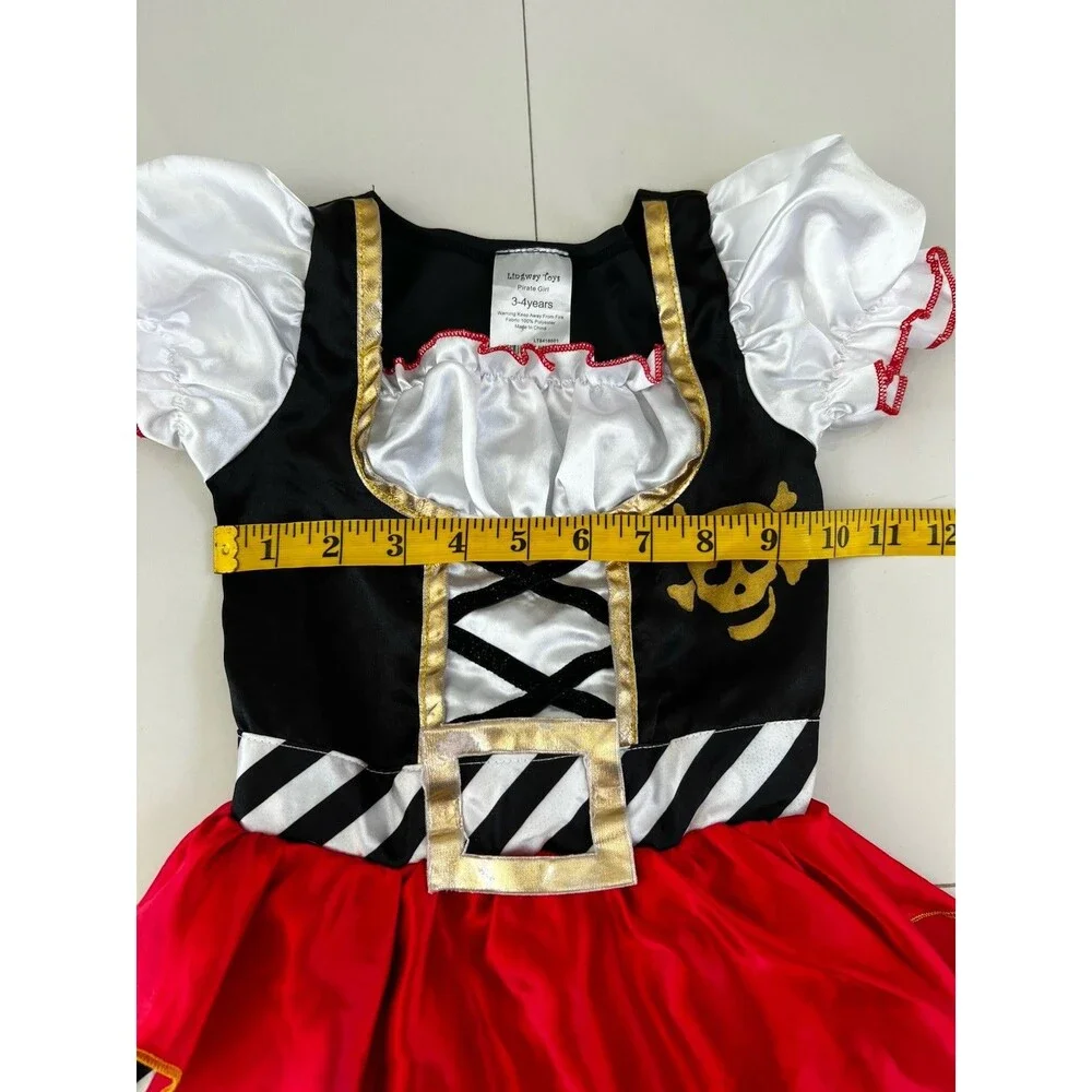 Girls Pirate Costume Buccaneer Princess Dress Halloween Cosplay Dress up 3-4Y